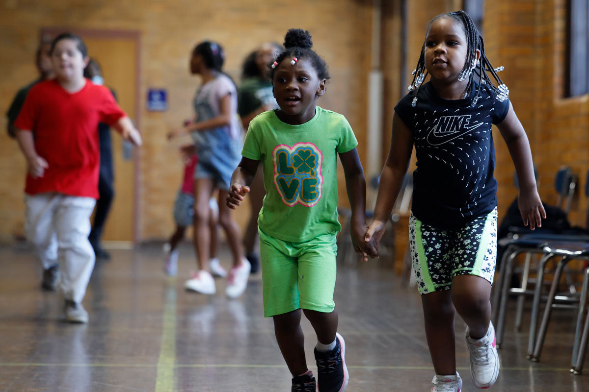 Children in a dance and movement class at Berston Field House
