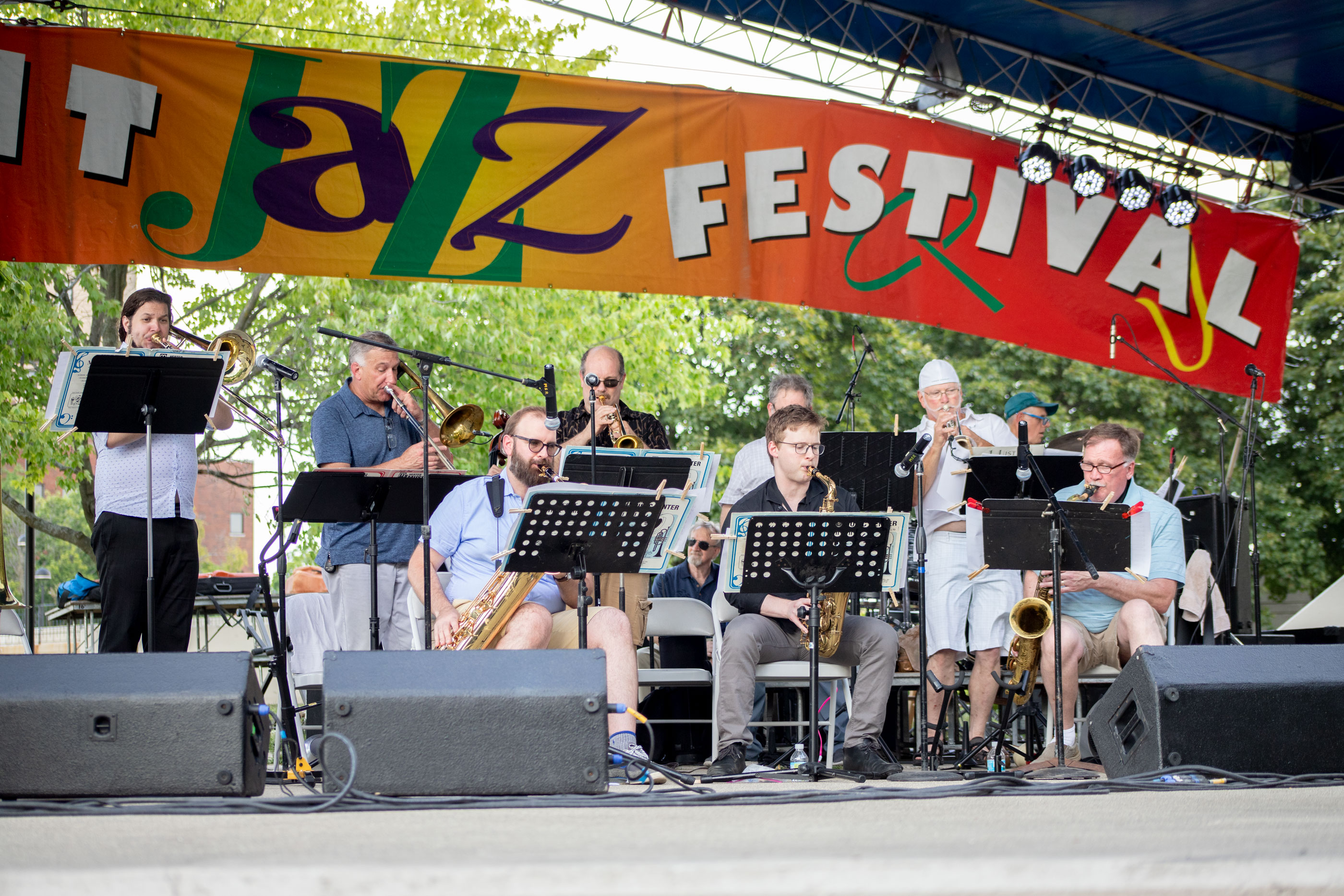 A jazz ensemble performing at a community festival